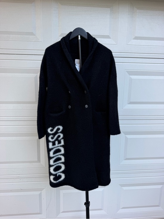 Hara Jackets & Blazers - Hara Inner Goddess Black Wool Alpaca Blend Double Breasted Coat S/M